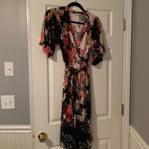 Floral faux wrap dress